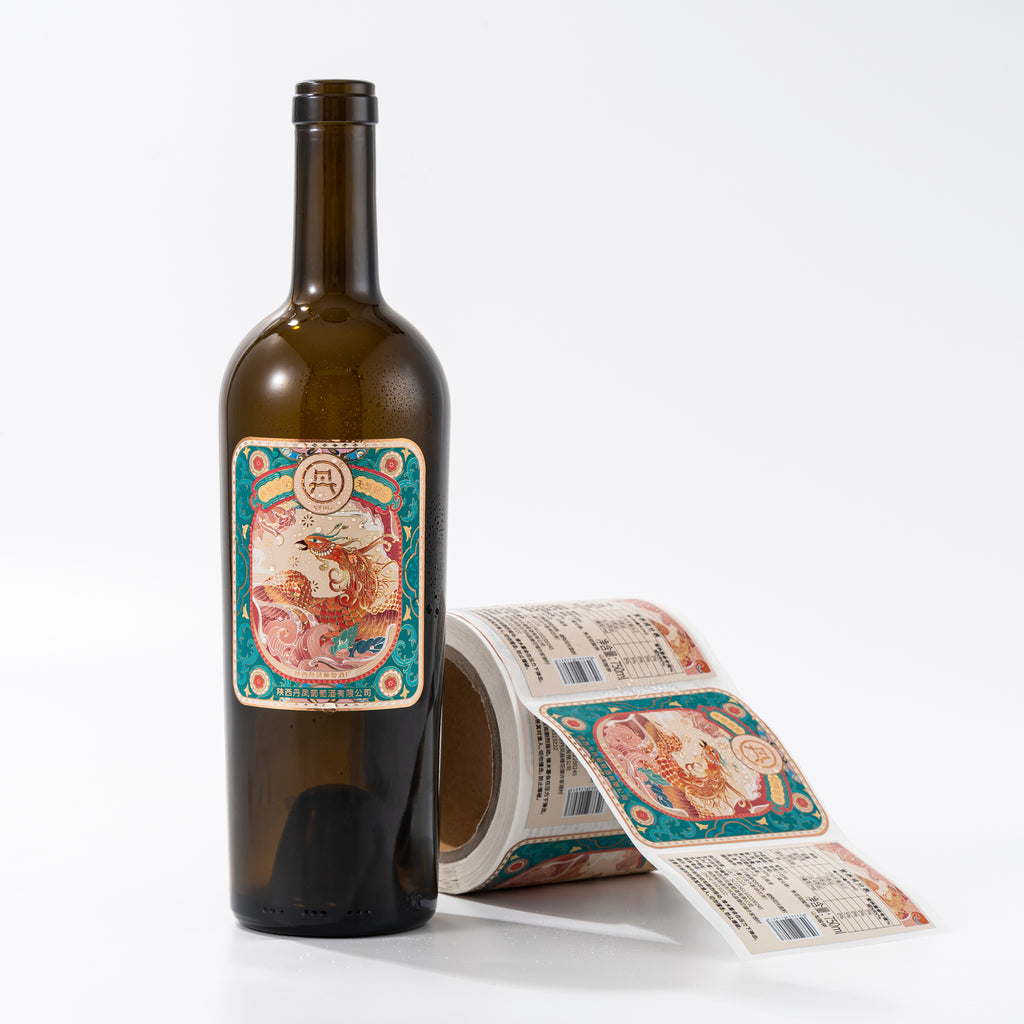 定制标志珠光纸标签烫印金箔压花新设计闪亮高端酒精食品饮料贴纸