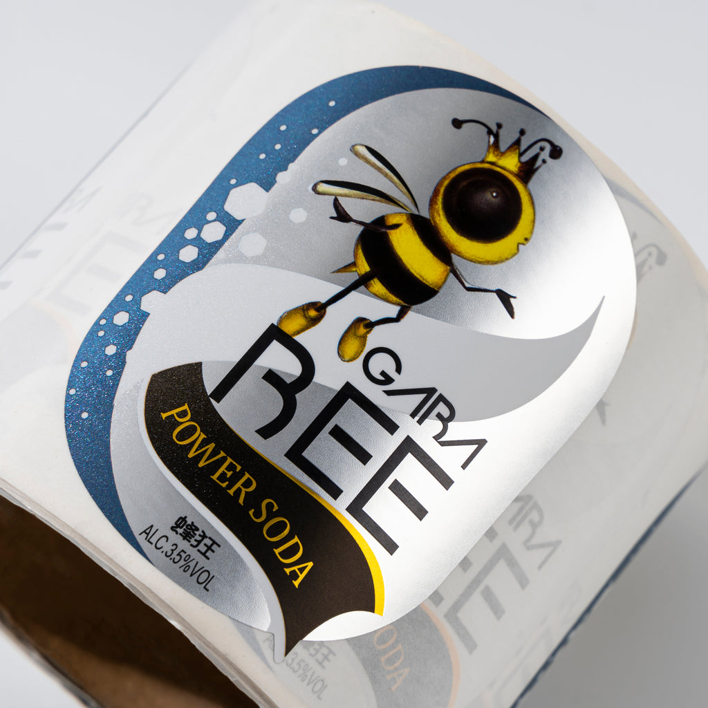 定制饮料标签标志防水持久光泽银果汁苏打防水贴纸，设计新颖