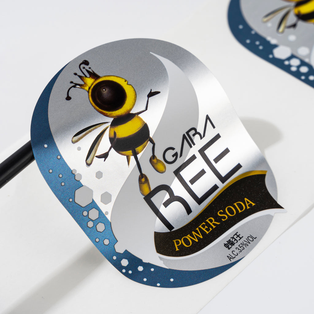 定制饮料标签标志防水持久光泽银果汁苏打防水贴纸，设计新颖