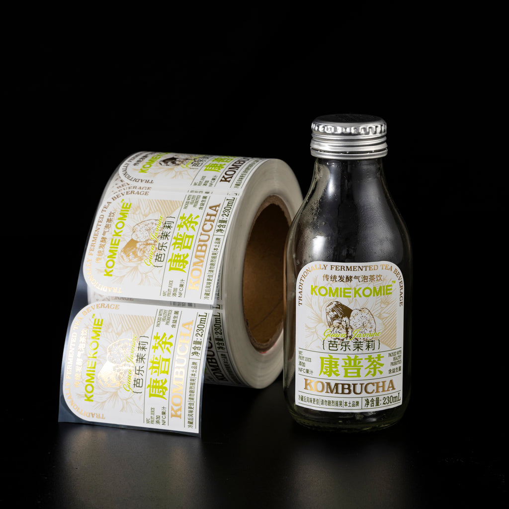 防水聚氯乙烯贴纸标志烫印紫外压花全息图茶饮料定制标签厂家直销