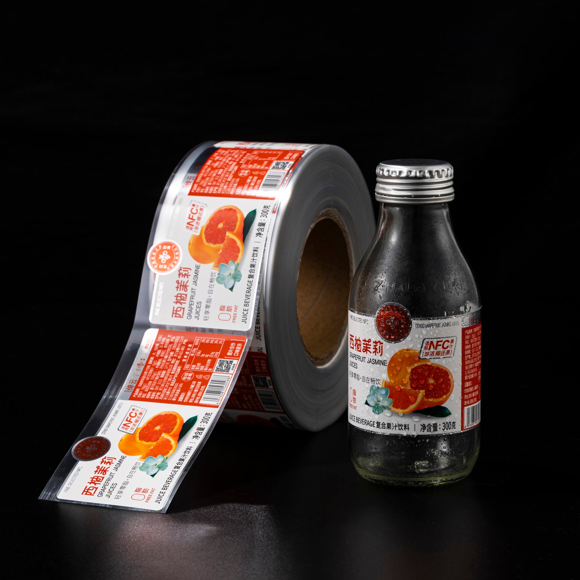 定制标志印刷贴纸防水金箔粘合剂食品标签饮料果汁乙烯基聚氯乙烯塑料卷