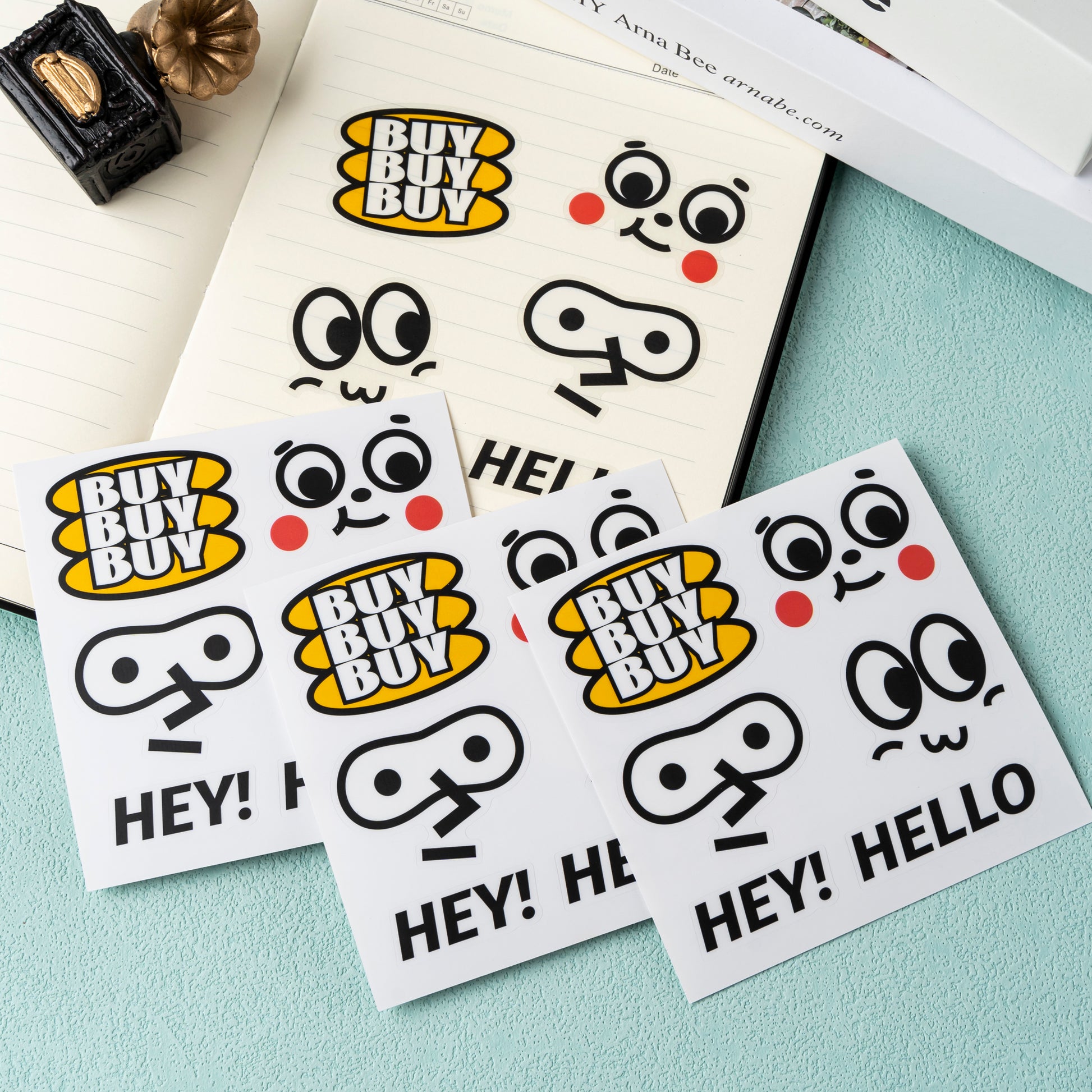 定制公司标志可打印聚氯乙烯乙烯基不干胶纸整页紫外印刷镀金全息卡通标签贴纸