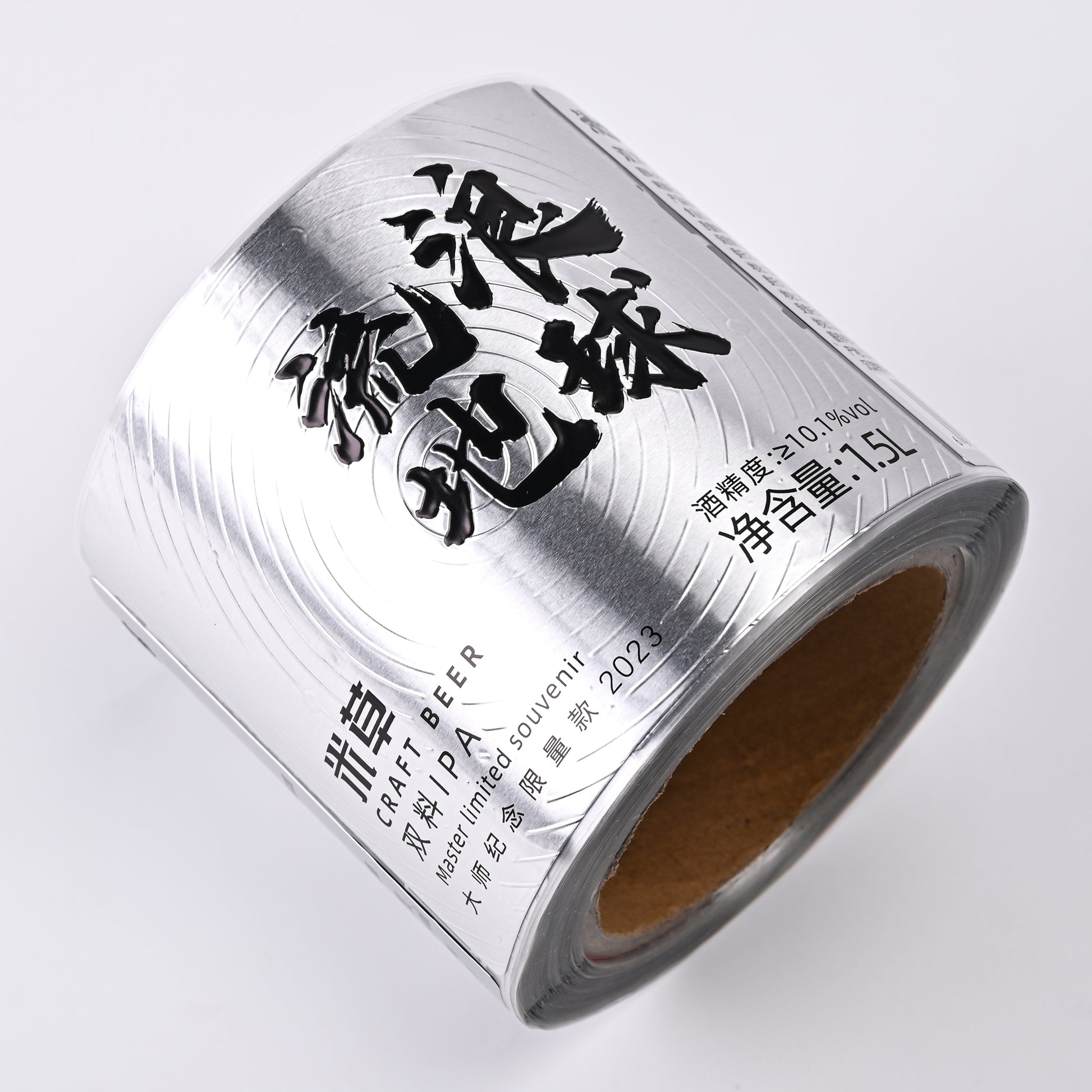 定制高端彩色压花光泽金属铝PVC Pet标签贴纸红酒包装啤酒粘合包装片材