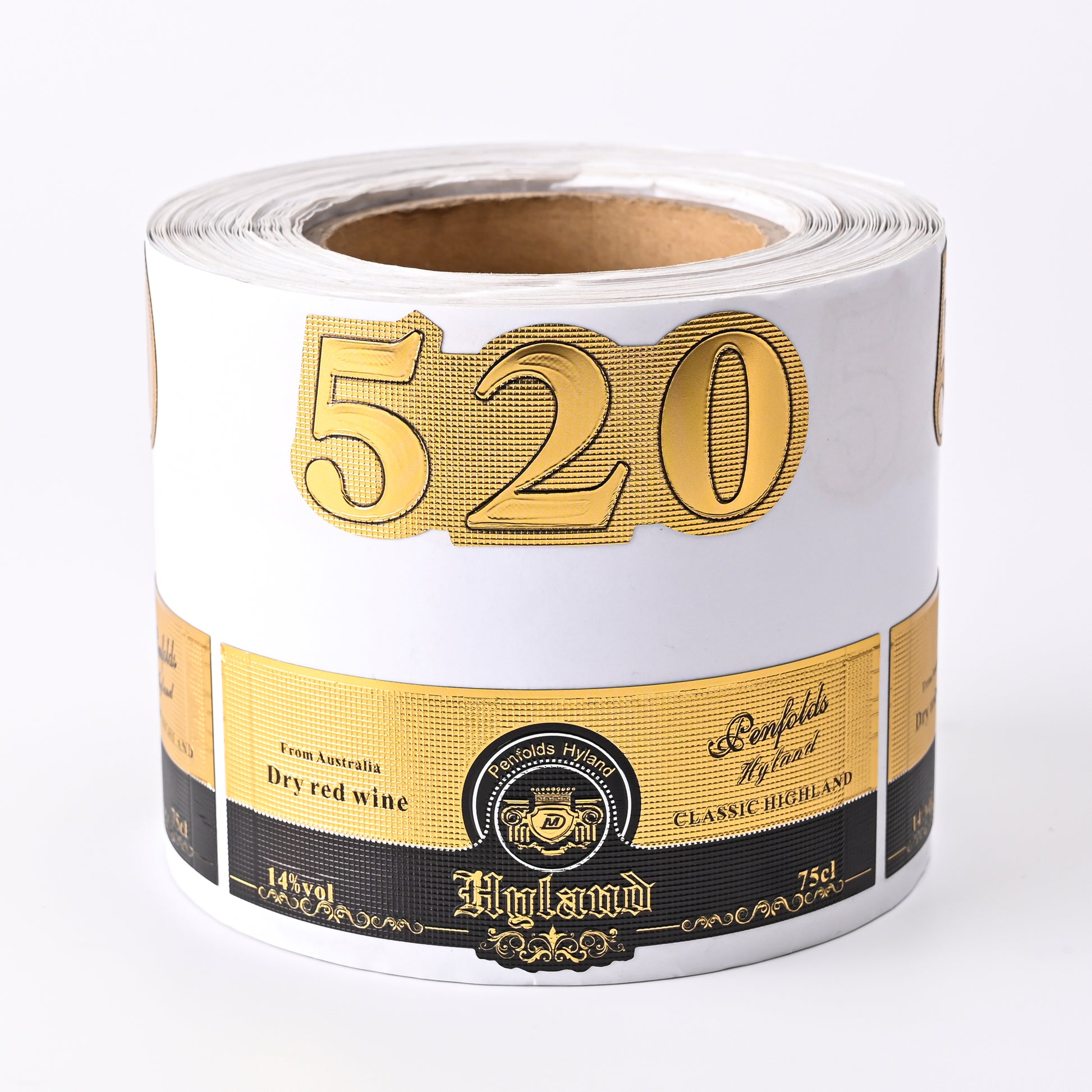 定制金色黑色压花乙烯基聚酯聚氯乙烯金属铝葡萄酒酒精饮料标签贴纸啤酒厂