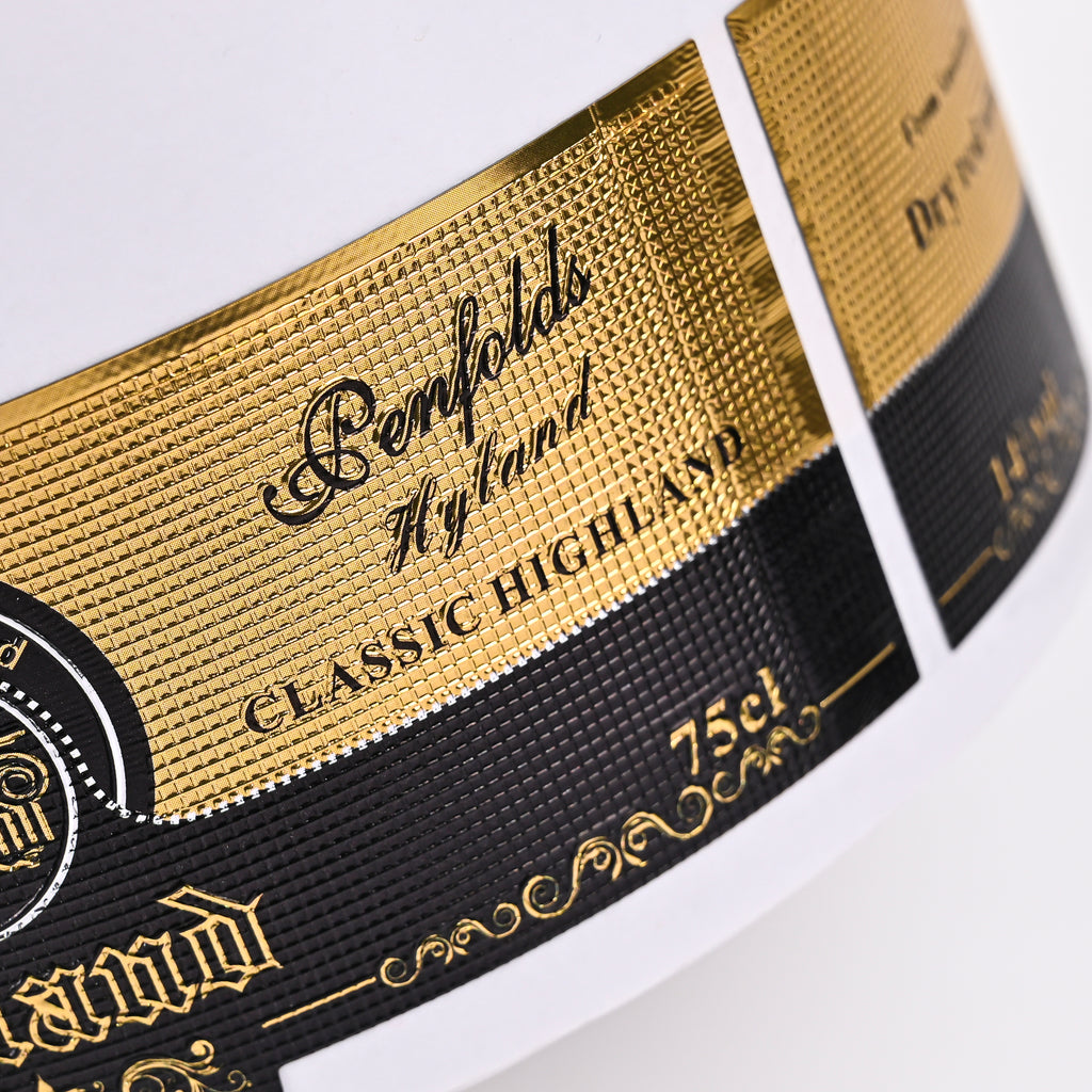 定制金色黑色压花乙烯基聚酯聚氯乙烯金属铝葡萄酒酒精饮料标签贴纸啤酒厂